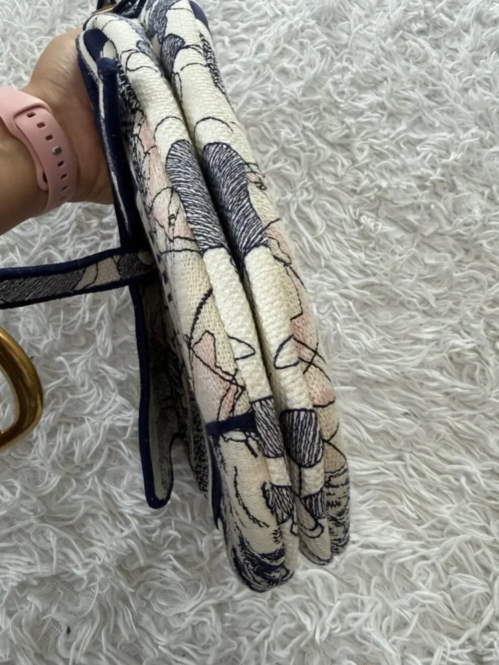 CHRISTIAN DIOR Canvas Embroidered Around the World Saddle Bag in Blue - Picture 3 of 13